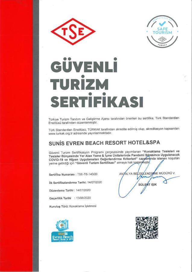 Sunis Evren Beach Resort Hotel & Spa Side Exteriör bild